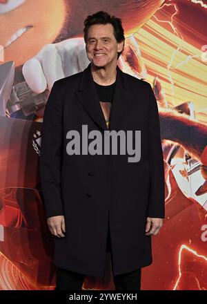 Jim Carrey nimmt an der britischen Premiere „Sonic the Hedgehog 3“ auf dem Cineworld Leicester Square in London Teil. UK. Dienstag, 10. Dezember 2024 Stockfoto