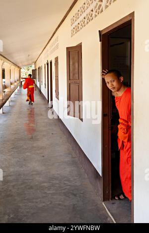 buddhistischer Anfänger in der Mönchsschule in Luang Prabang, Laos Stockfoto