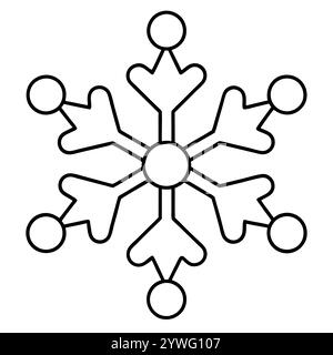 hallo Winter saisonales Konzept Form der Schneeflocken eine Linie Zeichnung und Weihnachtsfeier Vektor Illustration Stock Vektor