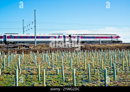 Hitachi Azuma Train in Shipton bei Beningbrough, North Yorkshire, England Stockfoto