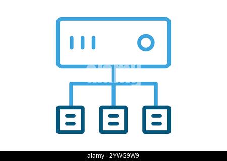 Symbol für Lastausgleich. Liniensymbolstil. Symbol für IT-Architektur. Vektorillustration für IT-Elemente Stock Vektor