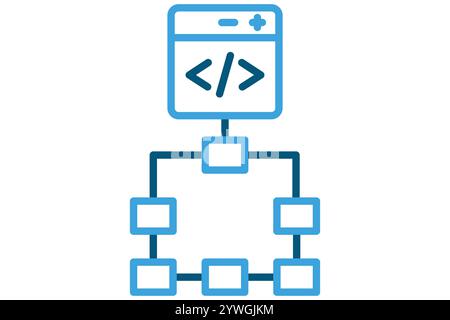 Framework-Symbol. Liniensymbolstil. Symbol für IT-Architektur. Abbildung des Vektors der Netzwerkelemente Stock Vektor