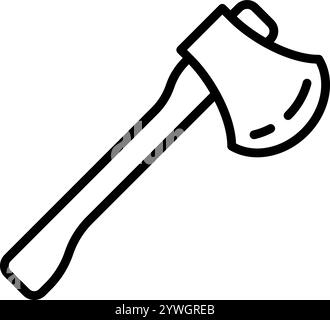 Symbol für Schraffurlinie. Holzfäller oder Wanderer Axt umreißen Vektorzeichen. Piktogramm für Campingwerkzeug in linearer Ausführung. Symbol, Logo-Abbildung. Bearbeitbare Kontur Stock Vektor