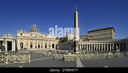 Petersdom, Petersdom, Obelisk, Vatikanpaläste, Petersplatz, Vatikan, Rom, Latium, Italien, Europa Stockfoto