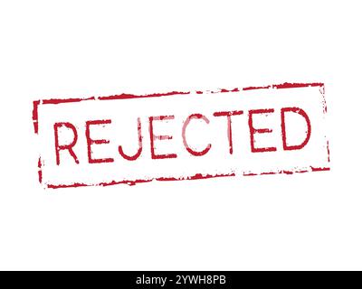 Ein Gummistempel mit dem Wort „ABGELEHNT“. Wird im Unternehmen verwendet, um effizient anzuzeigen, dass ein Dokument oder eine Anwendung geprüft und abgelehnt wurde. Stock Vektor