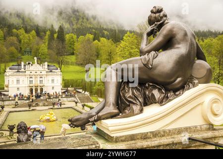 Schloss Linderhof, Oberbayern, Bayern, Deutschland, Europa Stockfoto