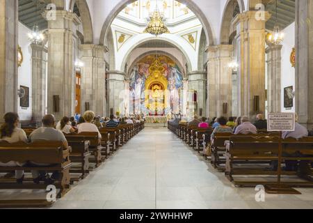 Statue der Jungfrau Maria, Virgen de Canelaria, Schutzpatronin des Kanarischen Archipels, Basilica de Nuestra Senora de la Candelaria, Candelari Stockfoto