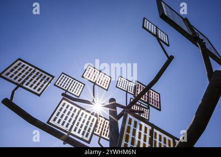 Solarzellen, Solarbaum, Ulmer Wohnviertel Solar City, Ulm, Baden-Württemberg, Deutschland, Europa Stockfoto