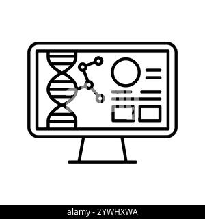 Symbol für die schwarze Linie der Bioinformatik. Vektorisoliertes Element. Bearbeitbare Kontur. Stock Vektor