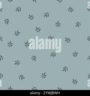 Vektor nahtlose Blumenmuster in den kleinen Blättern. Elegante Vorlage für Modeschmucke mit kleinen Elementen. Hellgrüner grauer Hintergrund Stock Vektor