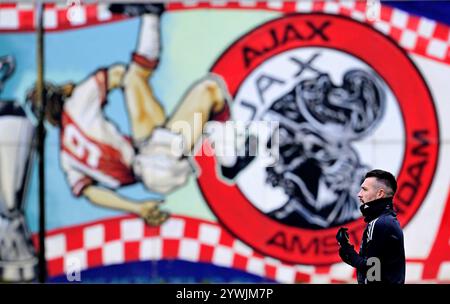 Amsterdam, Niederlande. Am 11. Dezember 2024 trainierte Francesco Rafioli von Ajax während des Trainings vor dem Spiel der Europa League gegen SS Lazio Roma in der Johan Cruijff Arena am 11. Dezember 2024 in Amsterdam. ANP OLAF RISS Stockfoto