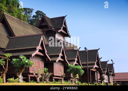 Wahrzeichen der Stadt Malakka in Malaysia. Museumsgebäude des Sultanatspalastes Malacca. Stockfoto