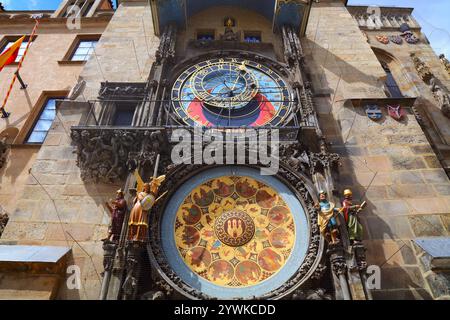 Prager Astronomische Uhr am Altstädter Ring (Staromestske Namesti). Astronomische Uhr (Orloj) in Prag Stadt, Tschechien. Stockfoto