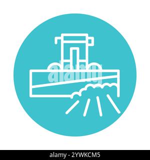 Abbildung: Frontlader mit Schneeschaufel, schwarze Linie. Schneeräummaschine. Bearbeitbare Kontur. Stock Vektor