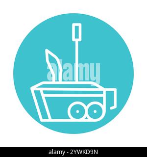 Abbildung der schwarzen Linie des Roboters für die Schneeräumung. Schneeräummaschine. Bearbeitbare Kontur. Stock Vektor