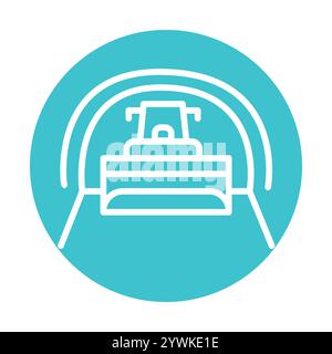 Abbildung der schwarzen Linie des Tunnel-Schneepflugs. Schneeräummaschine. Bearbeitbare Kontur. Stock Vektor