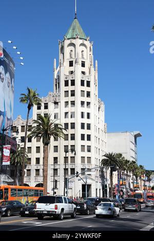 LOS ANGELES, USA - 5. APRIL 2014: Hollywood First National Bank Building am Hollywood Boulevard in LA. Hollywood ist die berühmte Filmindustrie Stockfoto