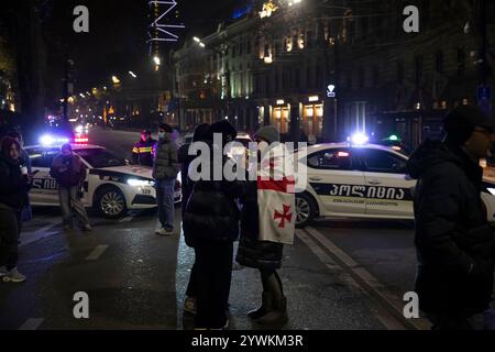 Demonstration in Tiflis, Georgien, auf der Hauptstraße Rustaveli gegen die aktuelle georgische Traumregierung, Bild 10. Dezember 2024. (CTK Foto/D Stockfoto