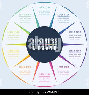 Infografikvorlage Geschäftsinformationen 10 Objekte, Schritte, Elemente oder Optionen Infografik-Design Stock Vektor