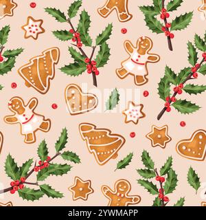 Vektormuster mit Lebkuchen-Keksen Stock Vektor