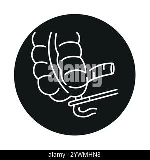 Blinddarmlinie, schwarzes Symbol. Signieren Sie für Webseite, mobile App, Schaltfläche, Logo. Schaltfläche Vektorisoliert. Bearbeitbare Kontur. Stock Vektor