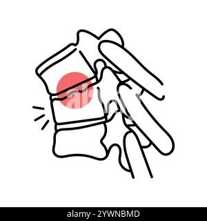 Farblinien-Symbol der Scheuermann-Kyphosekrankheit. Erkrankungen der Wirbelsäule. Vertebrologie. Vektorisoliertes Element. Bearbeitbare Kontur. Stock Vektor