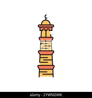 Minarett-Farbsymbol. Muslimische Religion. Signieren Sie für Webseite, mobile App, Schaltfläche, Logo. Schaltfläche Vektorisoliert. Bearbeitbare Kontur. Stock Vektor