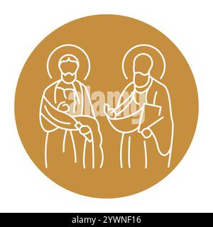 Fest der Apostel Peter und Paul, Symbol der schwarzen Linie. Christliches Urlaubskonzept. Bearbeitbare Kontur Stock Vektor