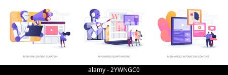 Tools zur Erstellung von KI-Inhalten abstrakte Konzeptvektorillustrationen. Stock Vektor