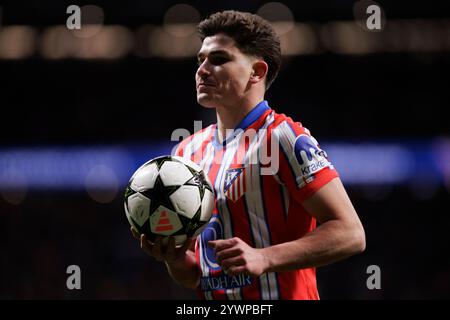 Madrid, Spanien. Dezember 2024. MADRID, SPANIEN - 11. Dezember: Julian Alvarez von Atletico de Madrid während des Spiels der UEFA Champions League 2024/25 zwischen Atletico de Madrid und Slovan Bratislava im Riyadh Air Metropolitano Stadion. (Foto: Guillermo Martinez/SIPA USA) Credit: SIPA USA/Alamy Live News Stockfoto