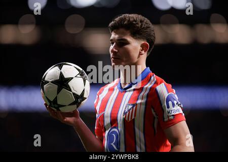 Madrid, Spanien. Dezember 2024. MADRID, SPANIEN - 11. Dezember: Julian Alvarez von Atletico de Madrid während des Spiels der UEFA Champions League 2024/25 zwischen Atletico de Madrid und Slovan Bratislava im Riyadh Air Metropolitano Stadion. (Foto: Guillermo Martinez/SIPA USA) Credit: SIPA USA/Alamy Live News Stockfoto