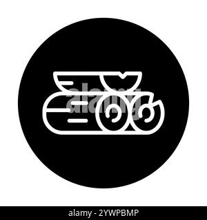 Schwarzes Symbol für gehackte Holzlinie. Signieren Sie für Webseite, mobile App, Schaltfläche, Logo. Schaltfläche Vektorisoliert. Bearbeitbare Kontur. Stock Vektor