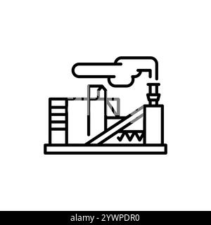 Schwarze Linie für Biomassepflanzen. Alternative Energiequelle. Vektorisoliertes Element. Stock Vektor