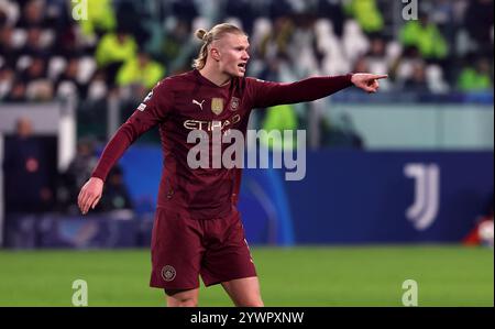 Erling Haaland von Manchester City während der UEFA Champions League, Liga-Stadion im Allianz Stadium in Turin, Italien. Bilddatum: Mittwoch, 11. Dezember 2024. Stockfoto