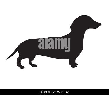 Vektor-schwarze Dackelhund-Silhouette isoliert auf weißem Hintergrund Stock Vektor