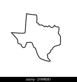 Vektor-Umrisse Texas-Karte Silhouette isoliert auf weißem Hintergrund Stock Vektor