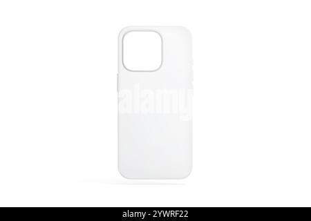 Leeres, weißes, mattes Modell der Handyhülle, Vorderansicht, 3D-Rendering. Leere geschützte Pro Zubehörabdeckung zum Aufladen des Modells, isoliert. Neues Smartp löschen Stockfoto