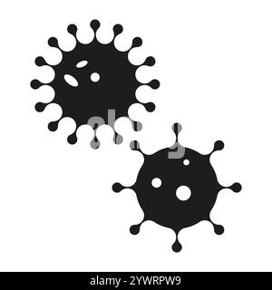 Symbol für Viruszelle. Mikrobielle Strukturgrafik. Schwarze Pathogenform. Vektorabbildung. Stock Vektor