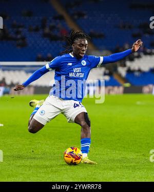 Cardiff, Großbritannien. Dezember 2024. Michael Reindorf von Cardiff City während des Sky Bet Championship Matches Cardiff City gegen Preston North End im Cardiff City Stadium, Cardiff, Vereinigtes Königreich, 11. Dezember 2024 (Foto: Andrew Lewis/News Images) in Cardiff, Vereinigtes Königreich am 12.11.2024. (Foto: Andrew Lewis/News Images/SIPA USA) Credit: SIPA USA/Alamy Live News Stockfoto