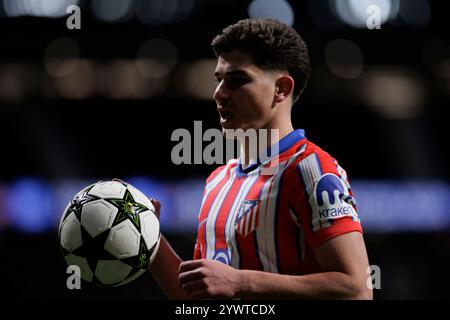 Madrid, Spanien. Dezember 2024. Julian Alvarez von Atletico de Madrid während des Spiels der UEFA Champions League 2024/25 zwischen Atletico de Madrid und Slovan Bratislava im Riyadh Air Metropolitano Stadium. Endergebnis Aatletico de Mmadrid 3:1 Slovan Bratislava Credit: SOPA Images Limited/Alamy Live News Stockfoto