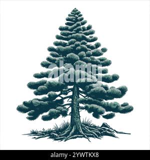 Silhouette blauer Farbbaum Vektorstil mit weißem Hintergrund Stock Vektor