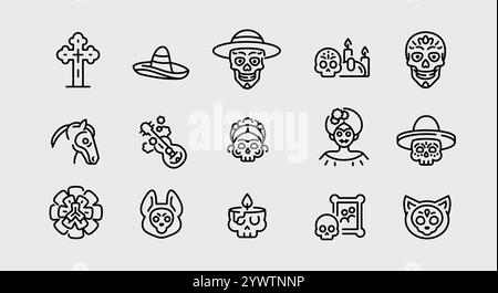 Dia de Muertos Symbole eingestellt Stock Vektor