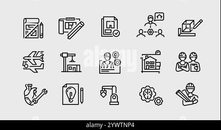 Konstruktionssymbole Festgelegt Stock Vektor