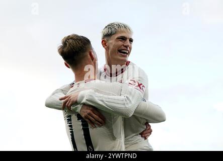 Aktenfoto vom 18.02.24. Rasmus Hojlunds frühe Klammer reichte für Manchester United aus, um Luton 2-1 in der Premier League zu übertreffen, während Mason Holgate seine frühe Entlassung für Sheffield United als kostspielig erwies, da sie zu Hause von Brighton um 5-0 geschlagen wurden. Ausgabedatum: Donnerstag, 12. Dezember 2024. Stockfoto