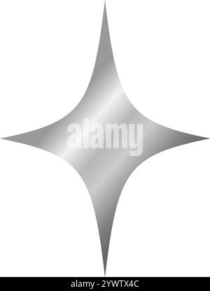 Glänzender silberner Stern Emoji.3D Stil graue Metallic Stern Symbol, funkelndes Social Media Plattform Symbol auf transparentem Hintergrund. Vektorabbildung EPS 10 Stock Vektor