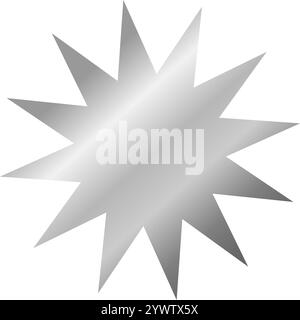 Glänzender silberner Stern Emoji.3D Stil graue Metallic Stern Symbol, funkelndes Social Media Plattform Symbol auf transparentem Hintergrund. Vektorabbildung EPS 10 Stock Vektor