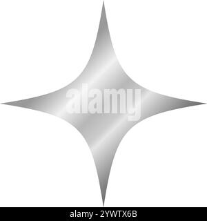 Glänzender silberner Stern Emoji.3D Stil graue Metallic Stern Symbol, funkelndes Social Media Plattform Symbol auf transparentem Hintergrund. Vektorabbildung EPS 10 Stock Vektor