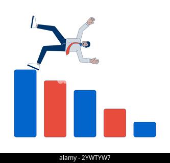 Businessman Failure Balkendiagramm 2D-Illustrationskonzept Stock Vektor