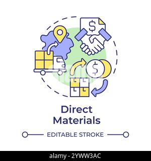 Symbol für mehrfarbiges Konzept für direkte Materialien Stock Vektor