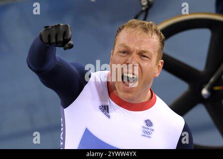 Aktenfoto vom 07.08.12. Am 19. Oktober gab der sechsfache Olympiasieger Sir Chris Hoy bekannt, dass sein Krebs tödlich sei. Ausgabedatum: Donnerstag, 12. Dezember 2024. Stockfoto